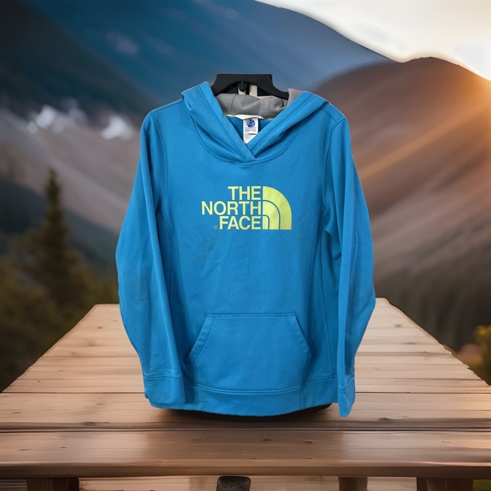 The North Face Hooded Sweatshirt Womens Large Turquoise Outdoor Hiking